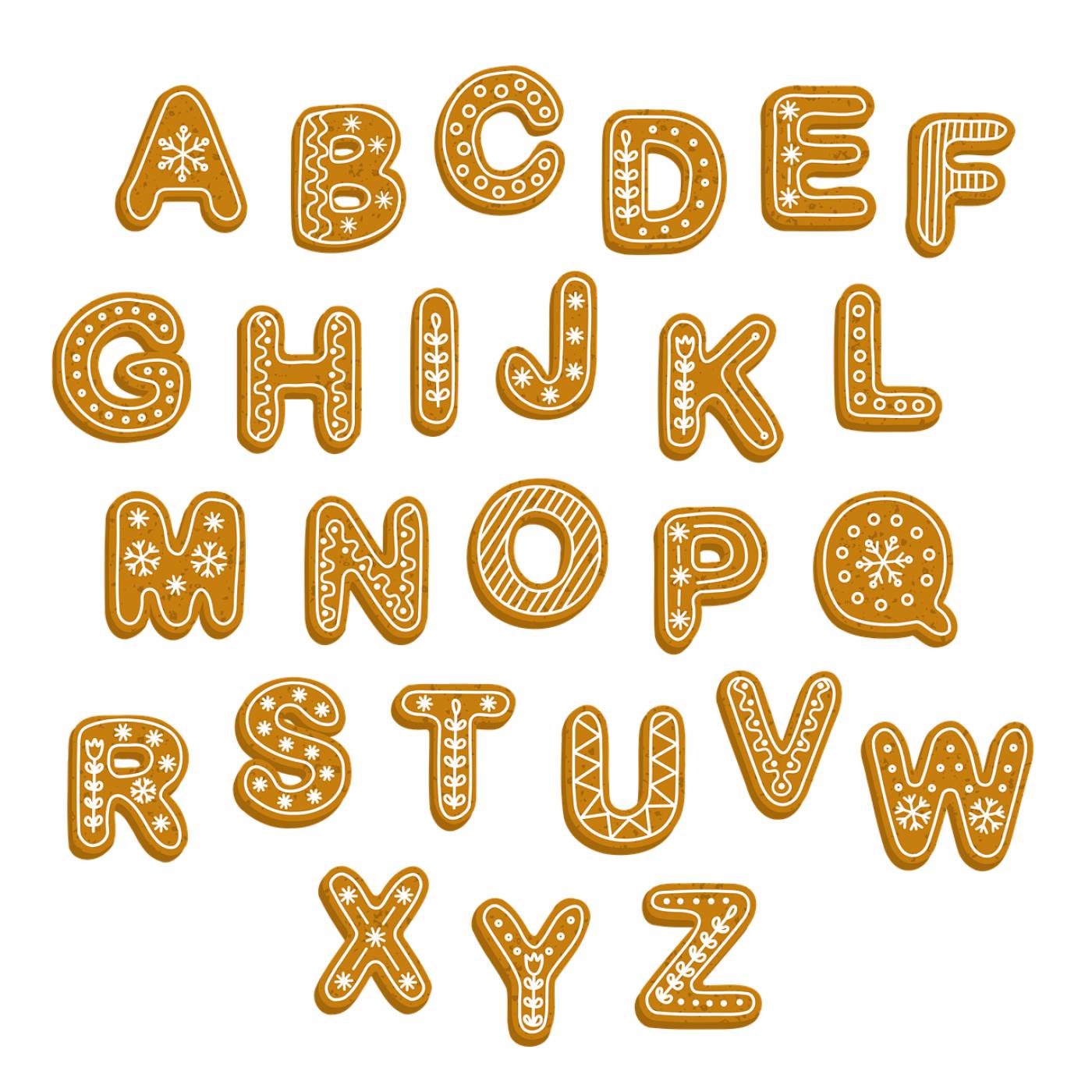 gingerbread letters alphabet  svg vector