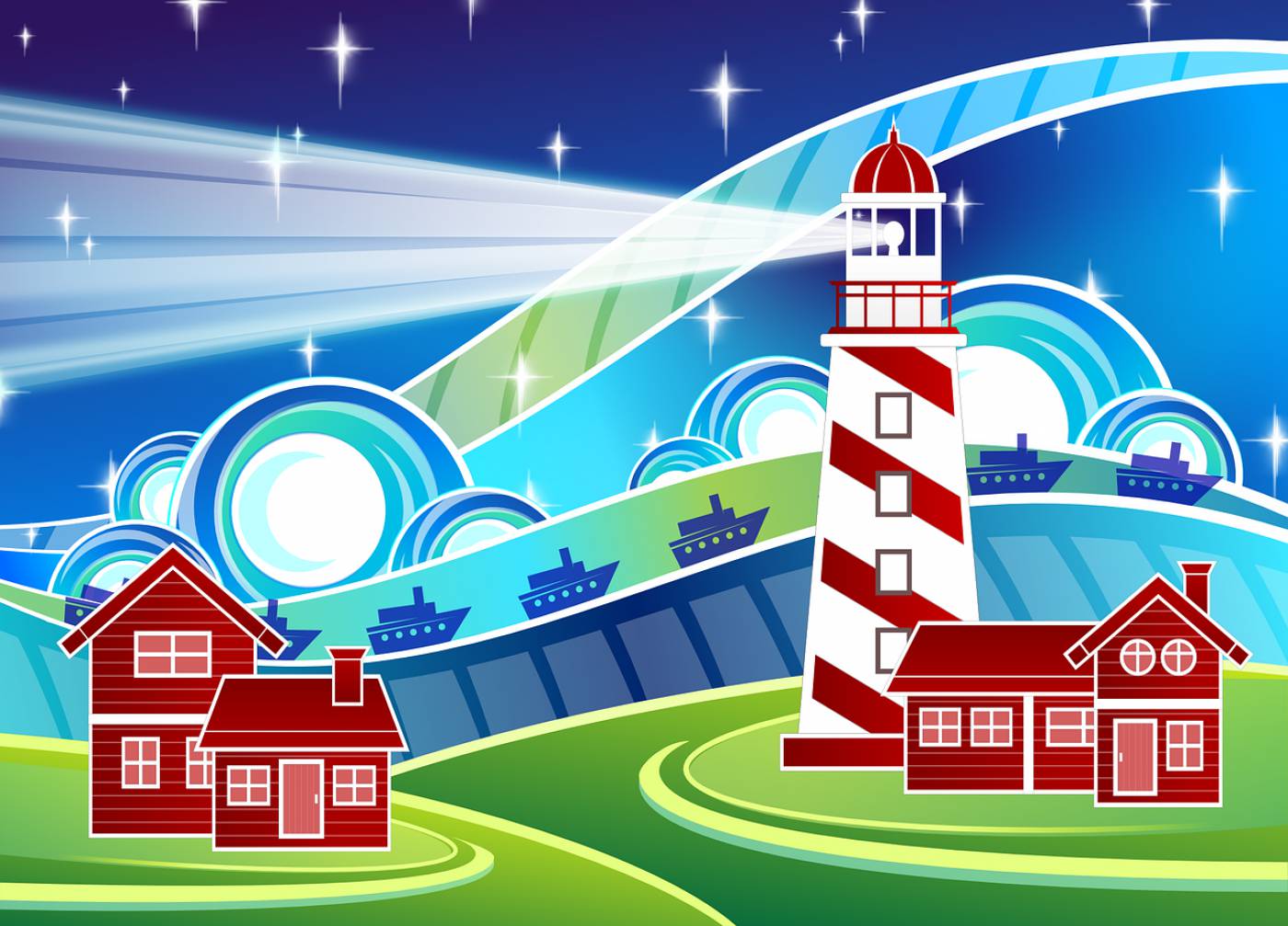 lighthouse abstract house landscape  svg vector