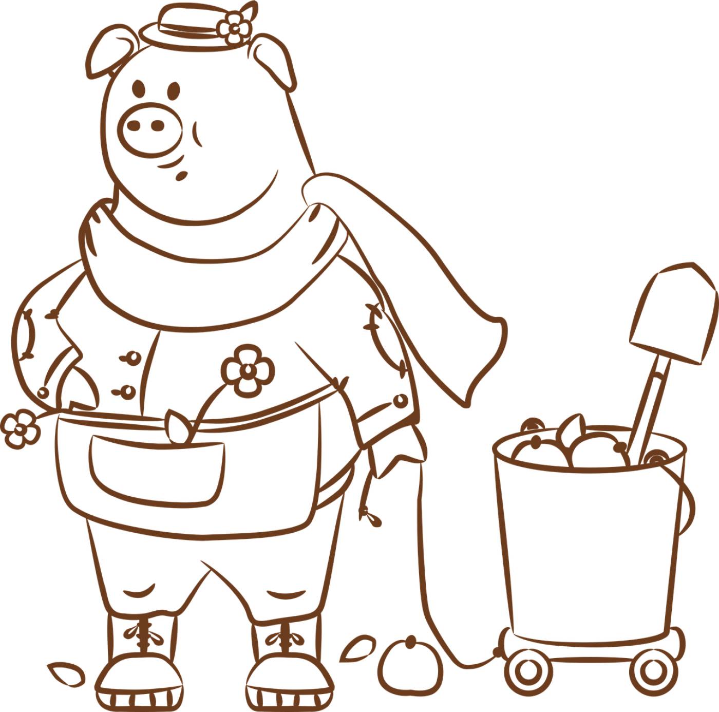 swine character cartoon gardener  svg vector