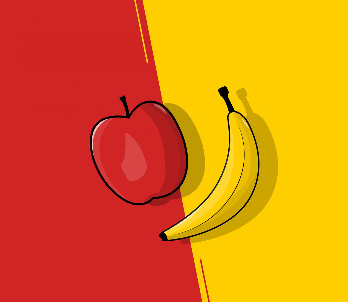 apple banana versus fruit battle  svg vector