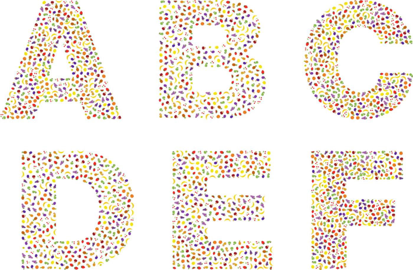 fruit font alphabet english  svg vector