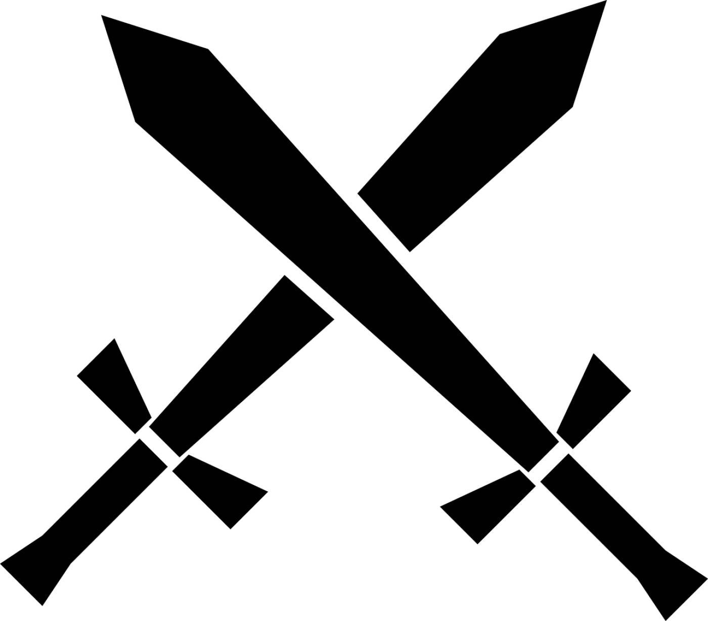 swords crossed black silhouette  svg vector