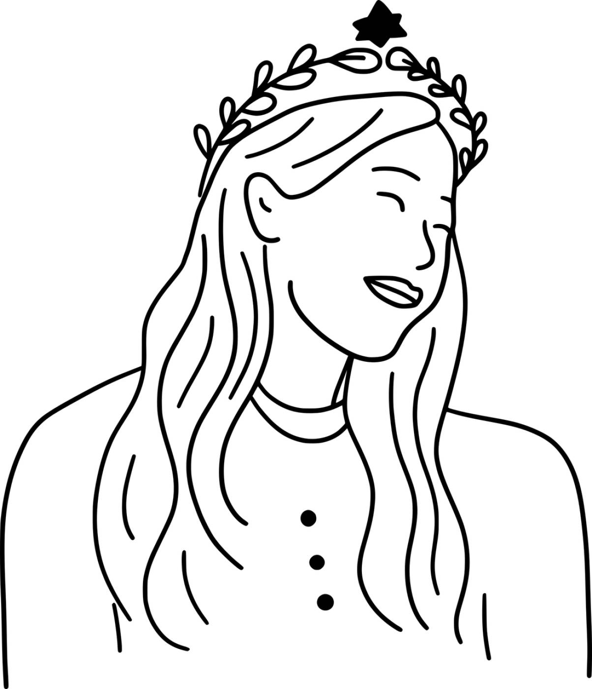girl woman line art crown  svg vector