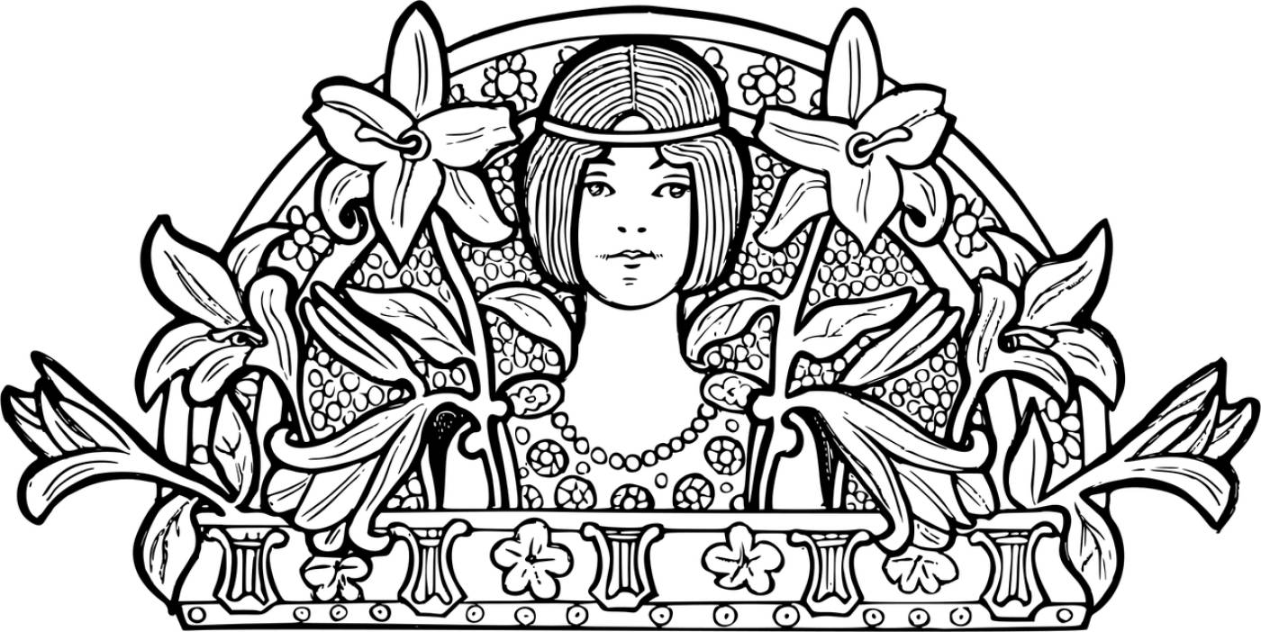 woman flowers line art floral  svg vector