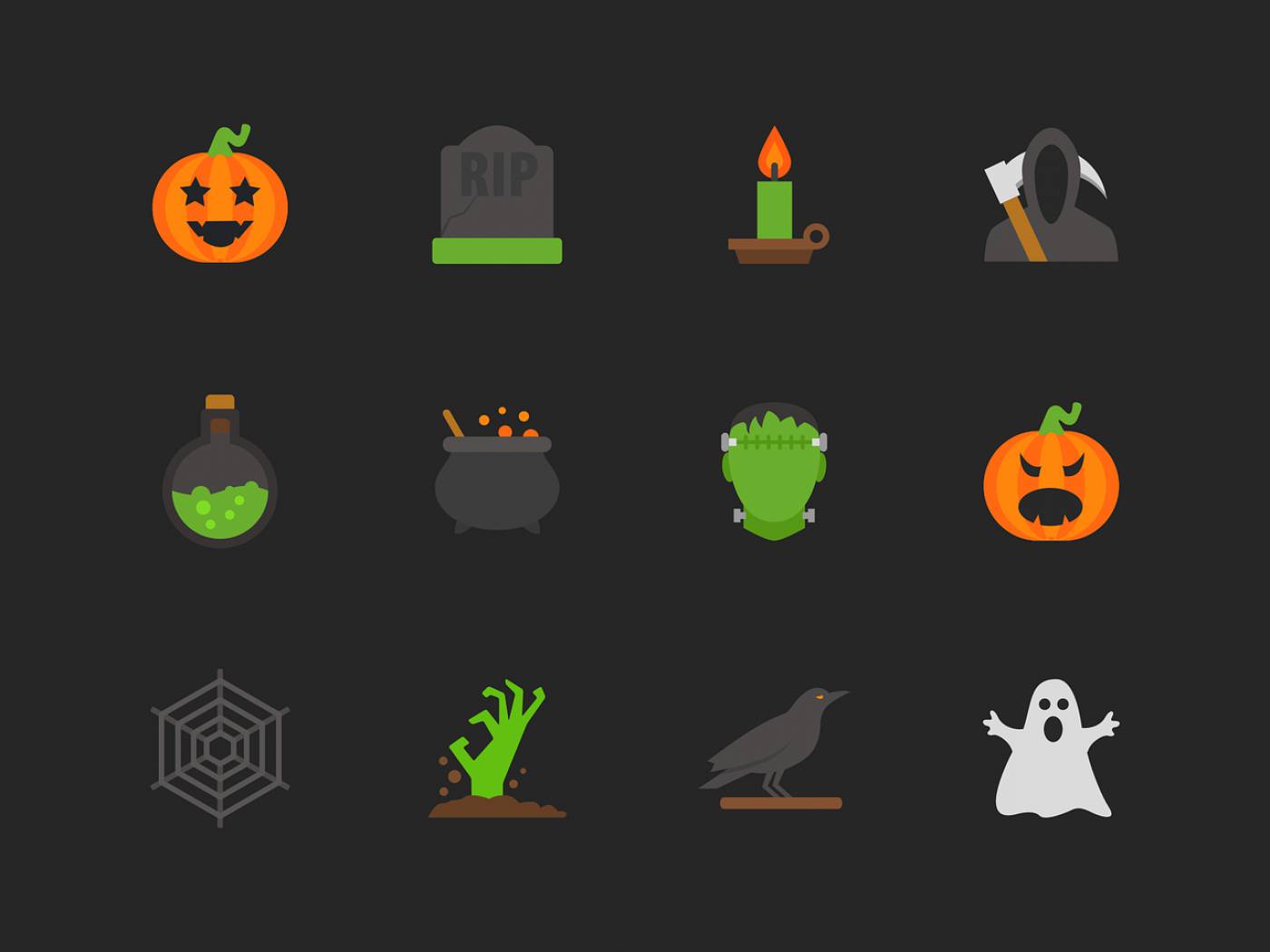 halloween flat icon pumpkin grave  svg vector
