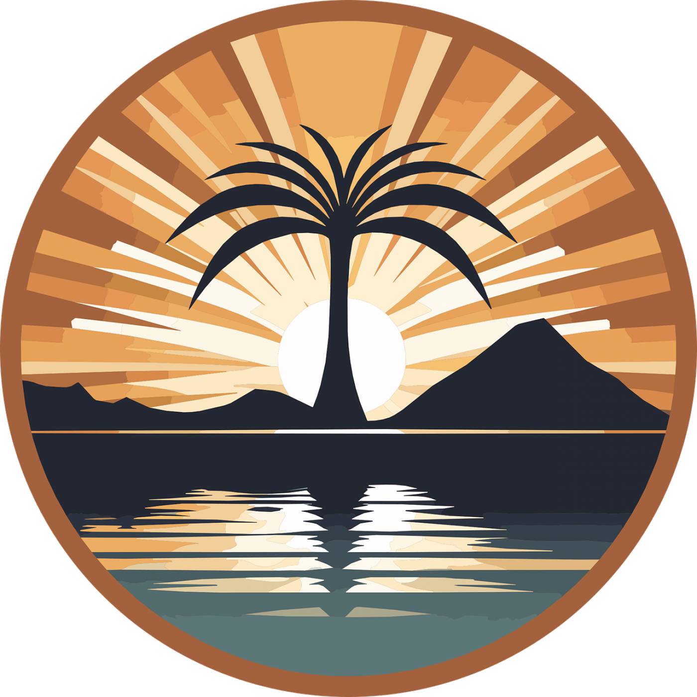 ai generated palm tree sea sunset  svg vector