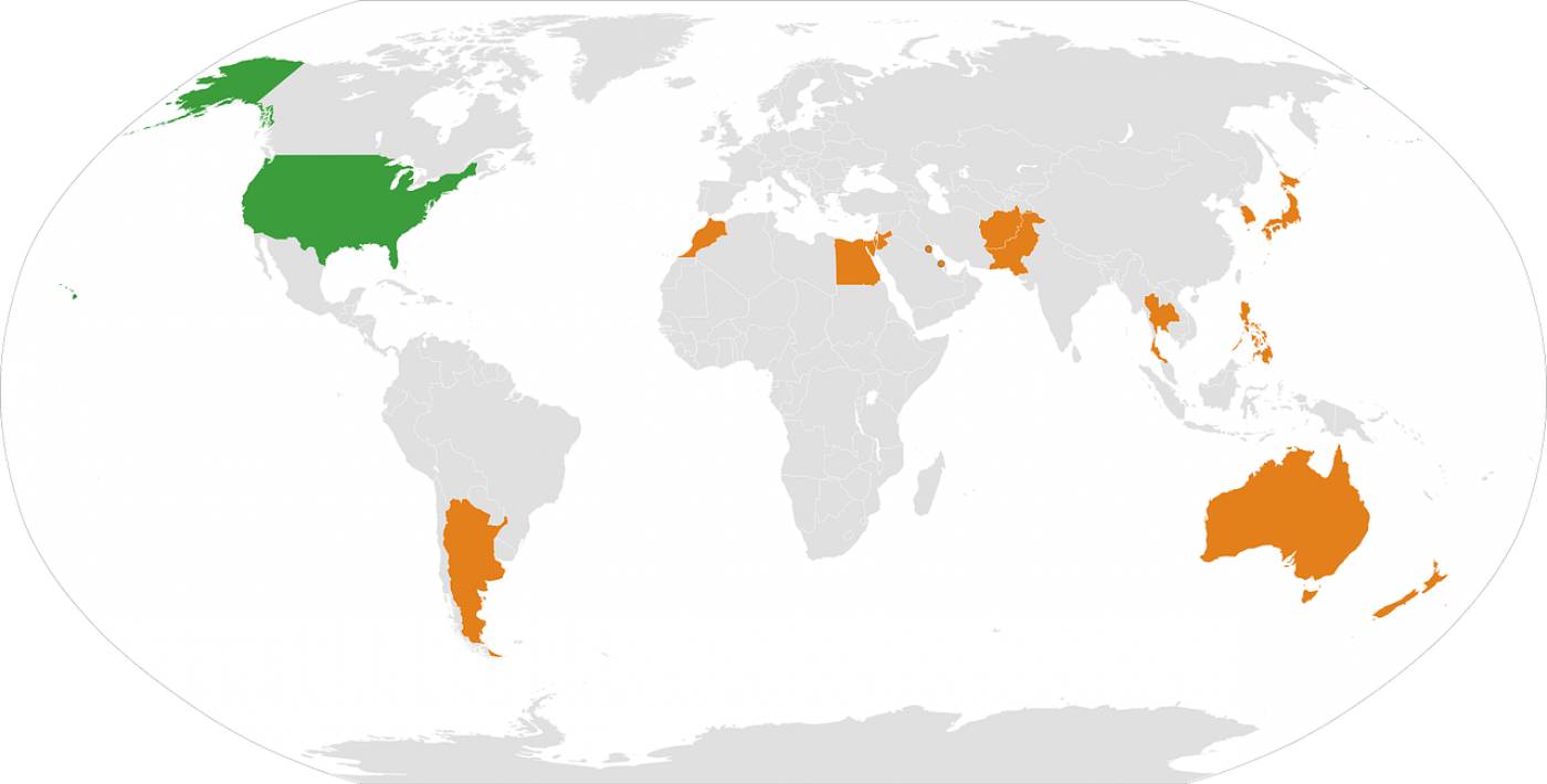 american non nato allies world map  svg vector