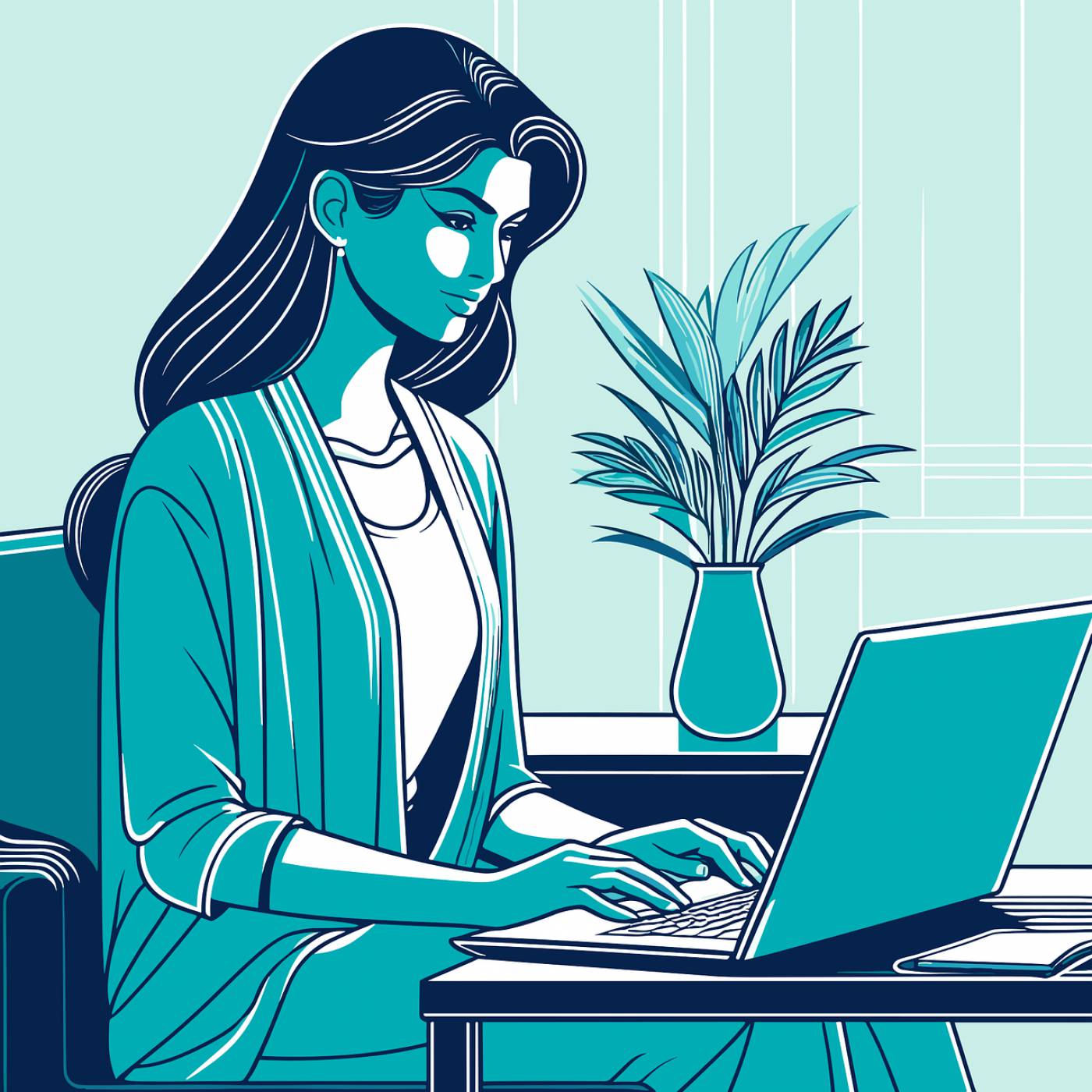 lady laptop business office work  svg vector