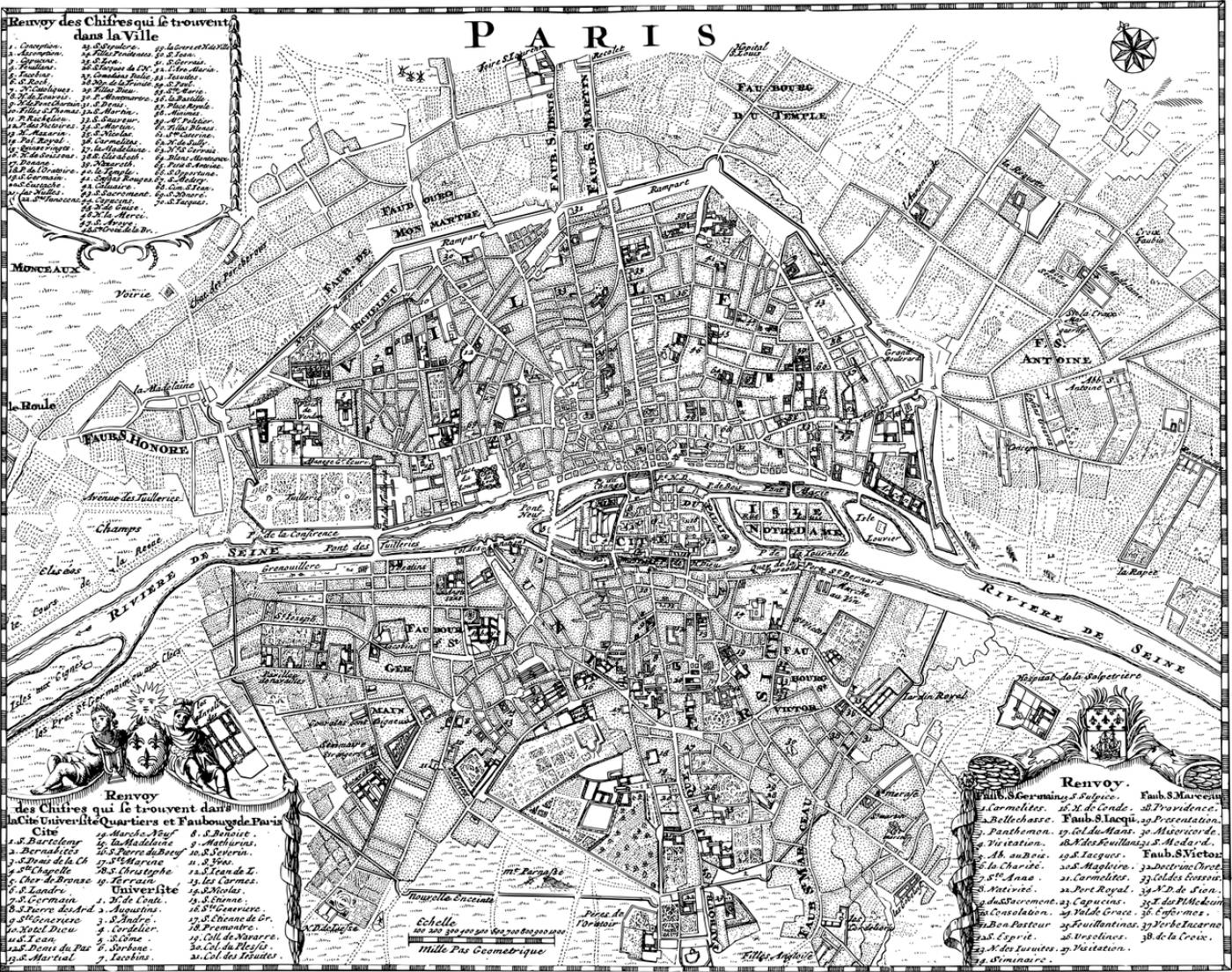 map paris medieval line art  svg vector