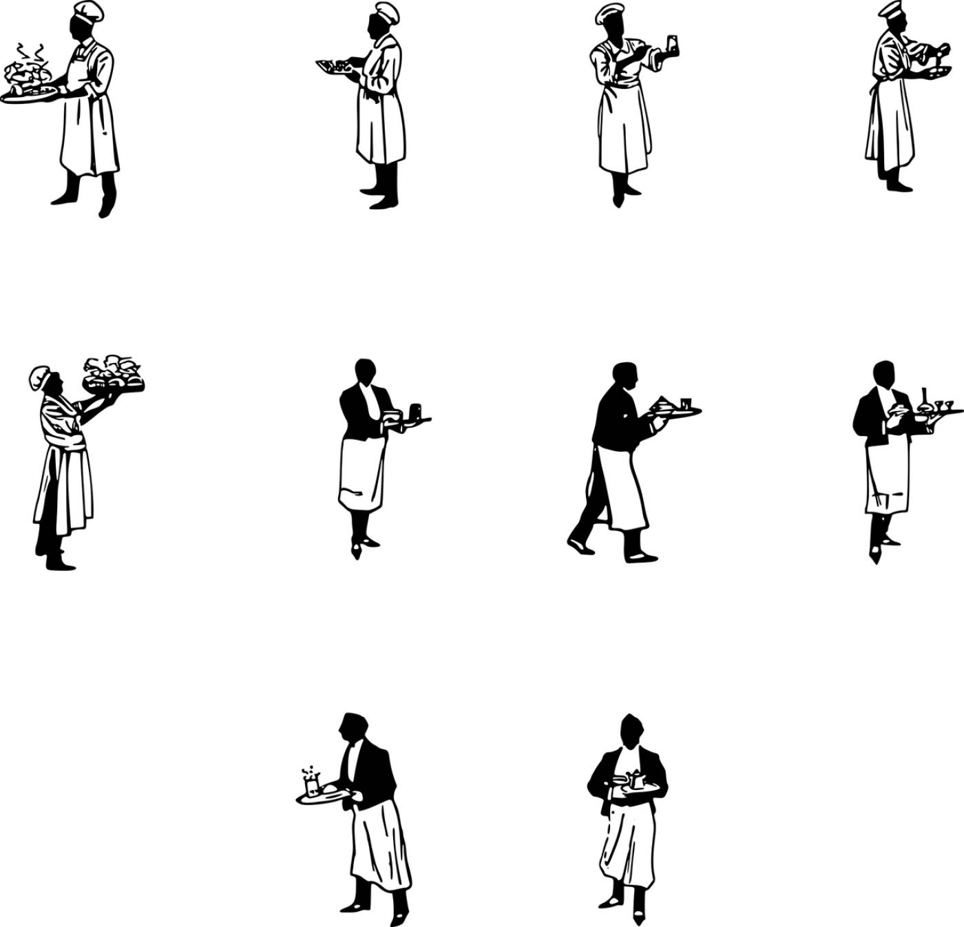 chefs cooks waiters serve serving  svg vector