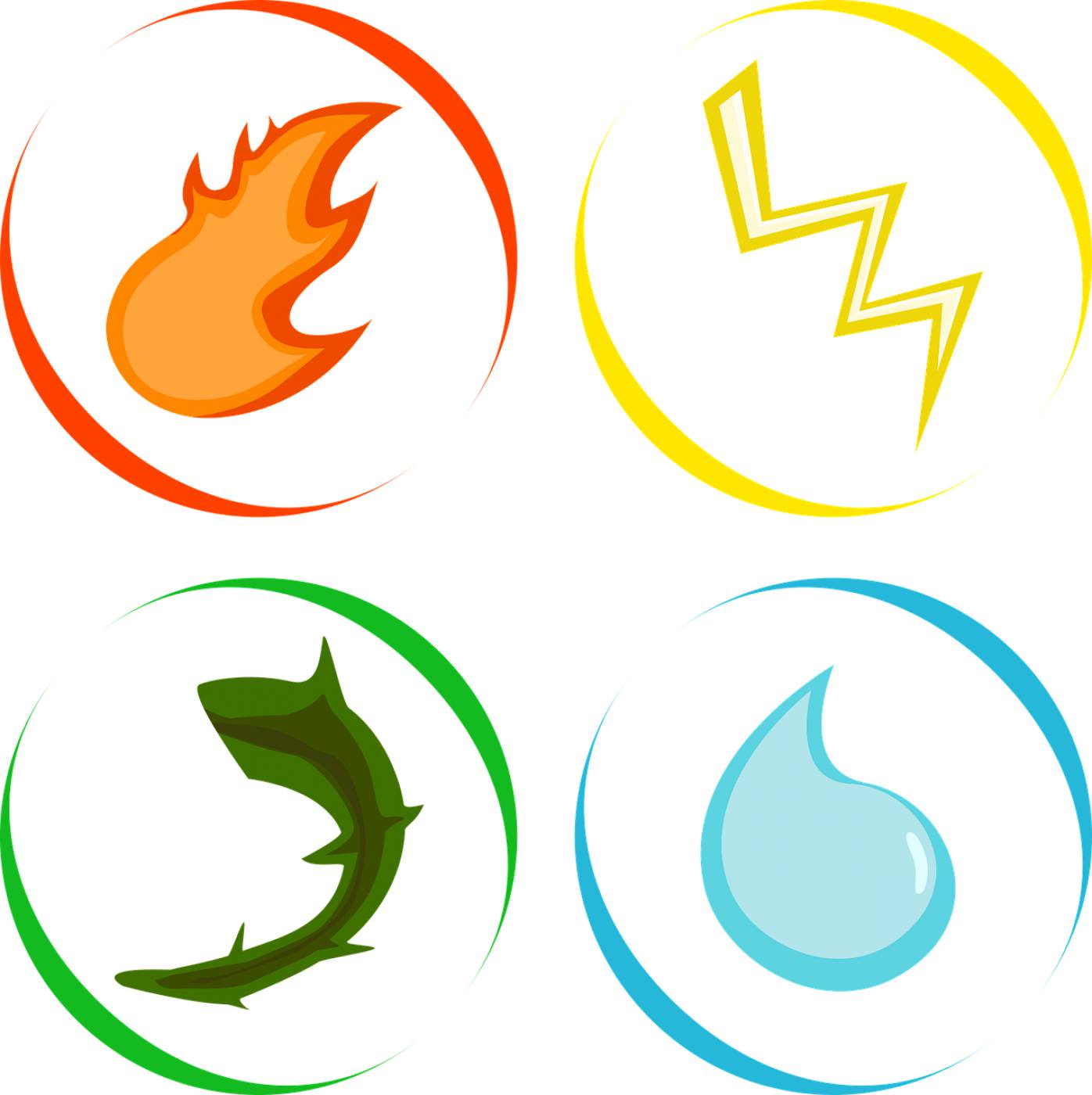 elements energy fire water  svg vector