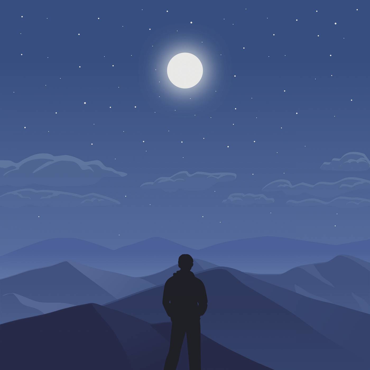 man moon silhouette mountain night  svg vector