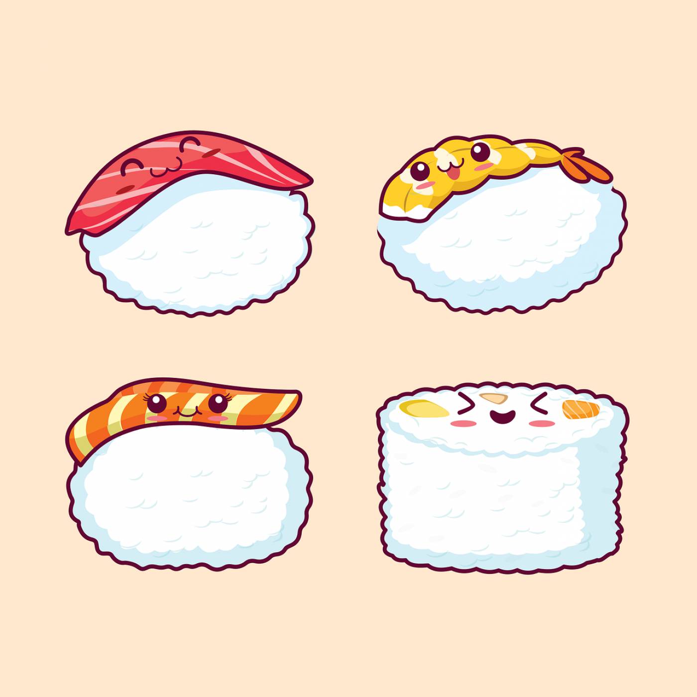 nigiri japanese food cartoon face  svg vector