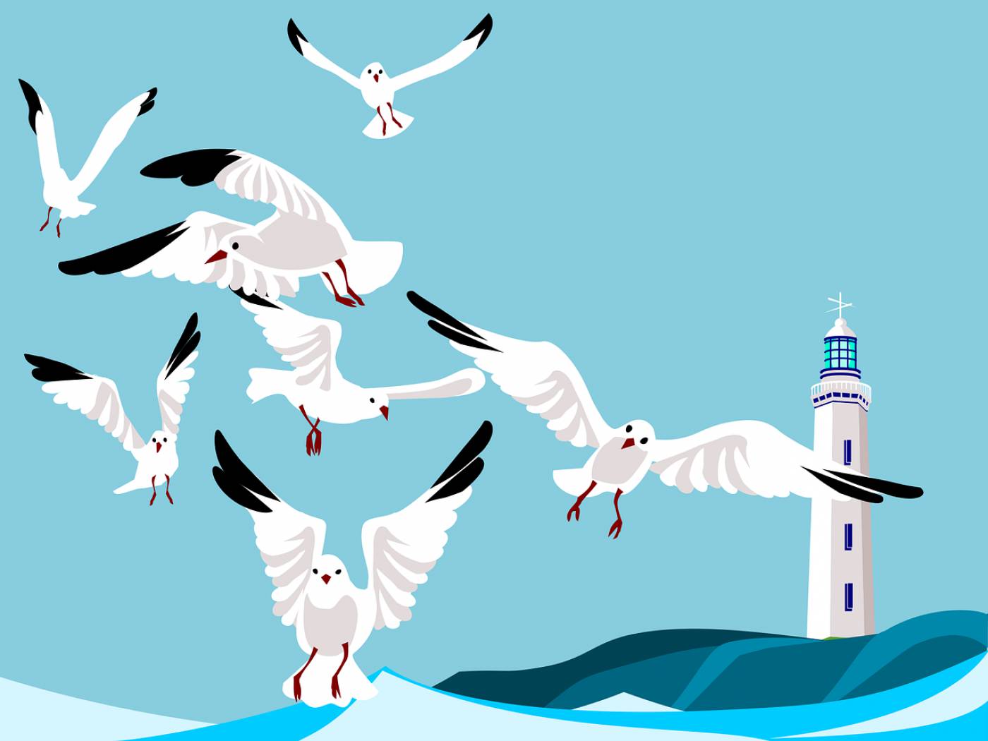 sea gull lighthouse refreshing  svg vector