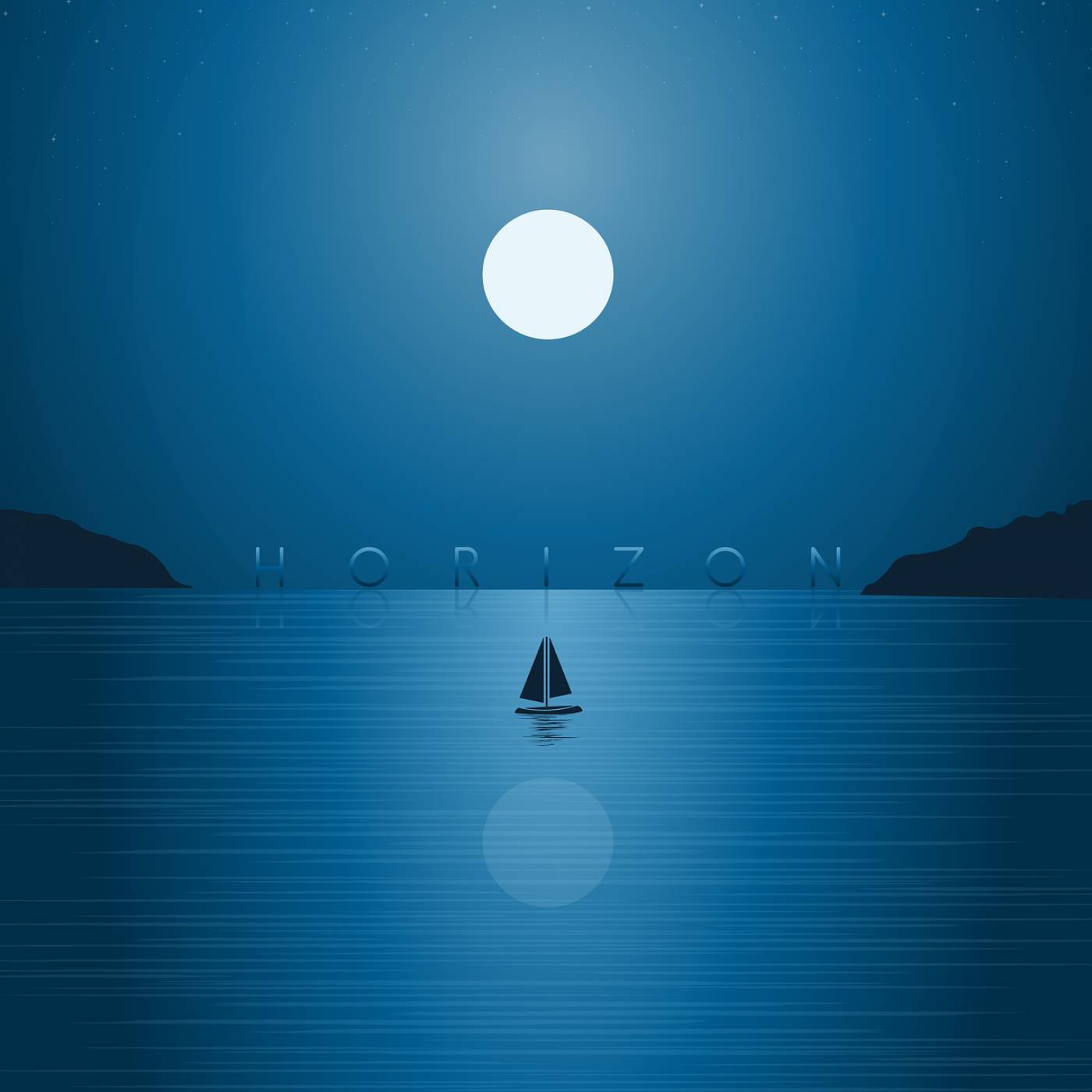 sea moon horizon boat sailing boat  svg vector