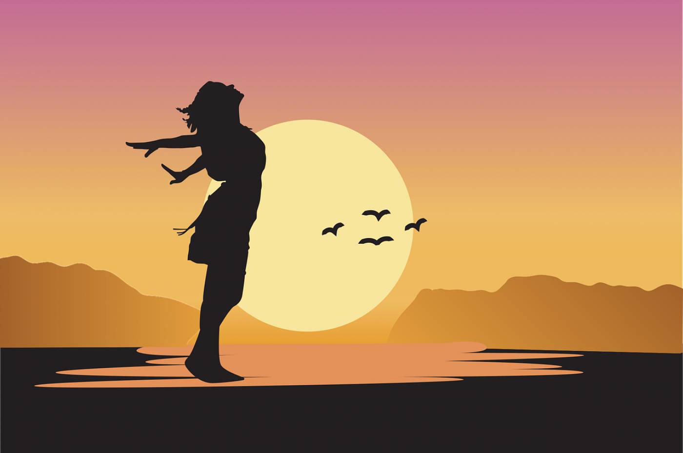 sunset girl dance silhouette  svg vector