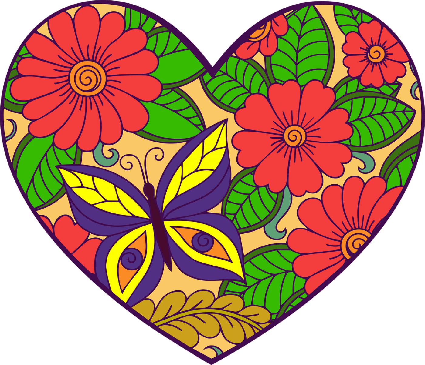 heart flowers butterfly colorful  svg vector