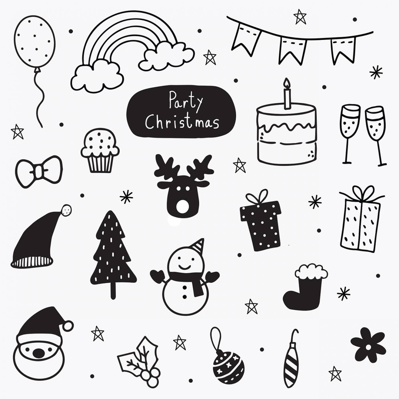doodles christmas icons  svg vector