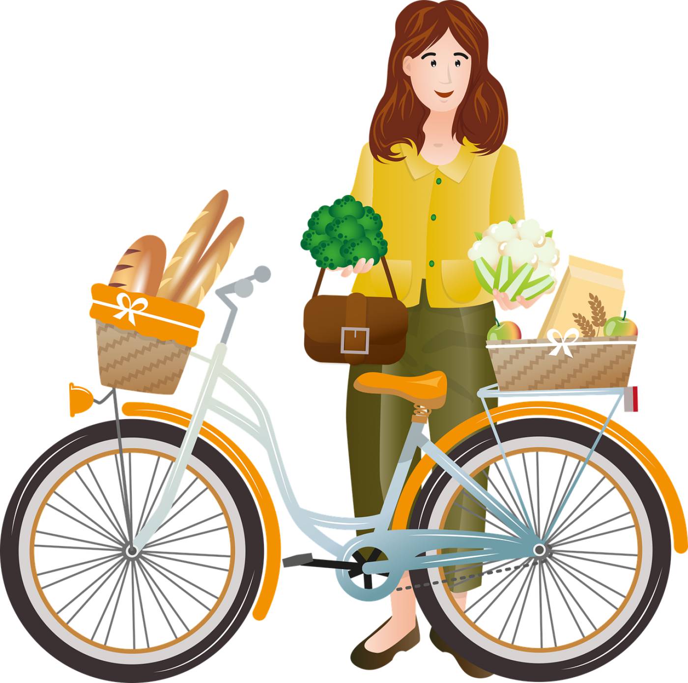 bicycle shopping woman basket bike  svg vector