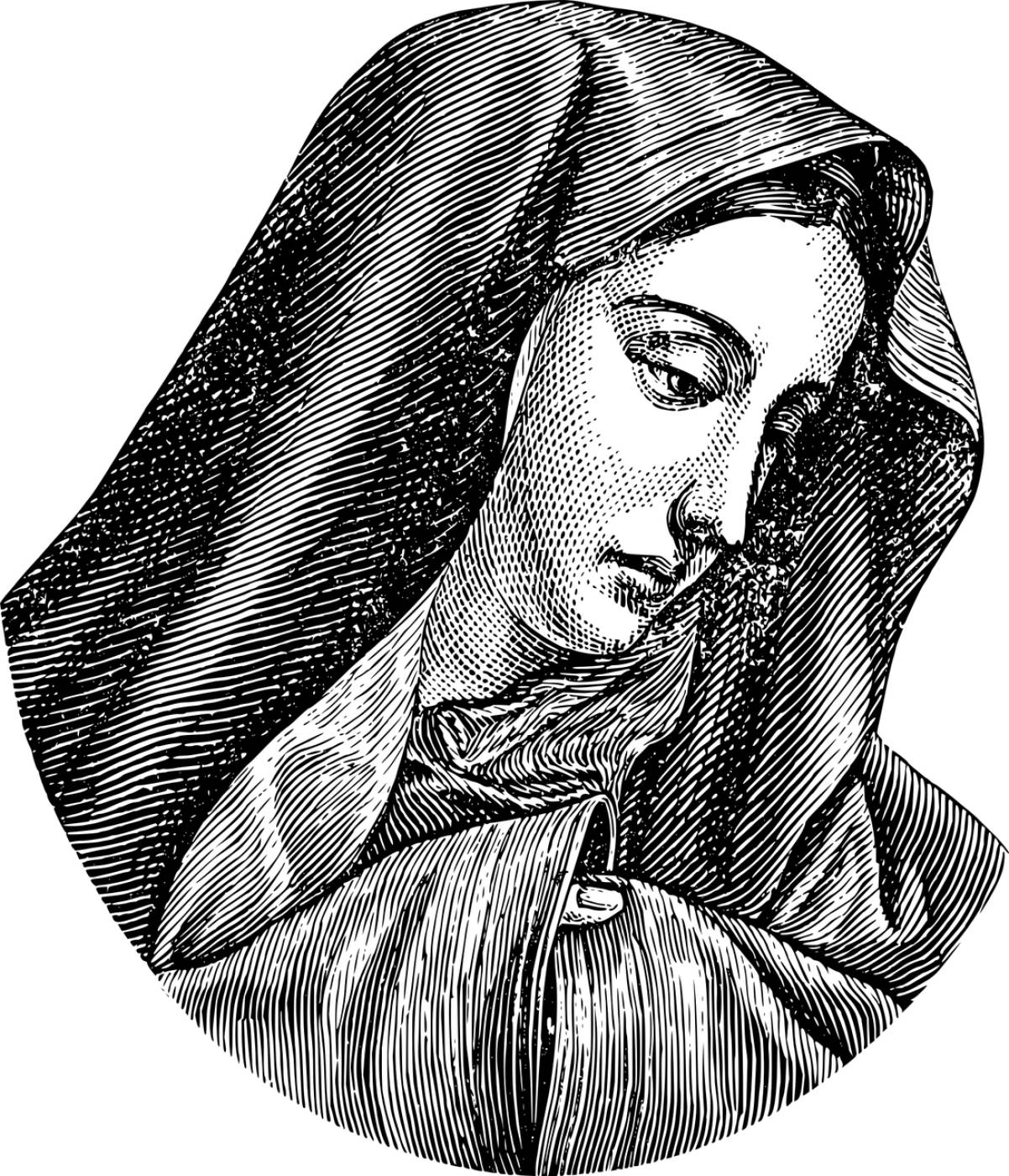 virgin mary madonna line art  svg vector