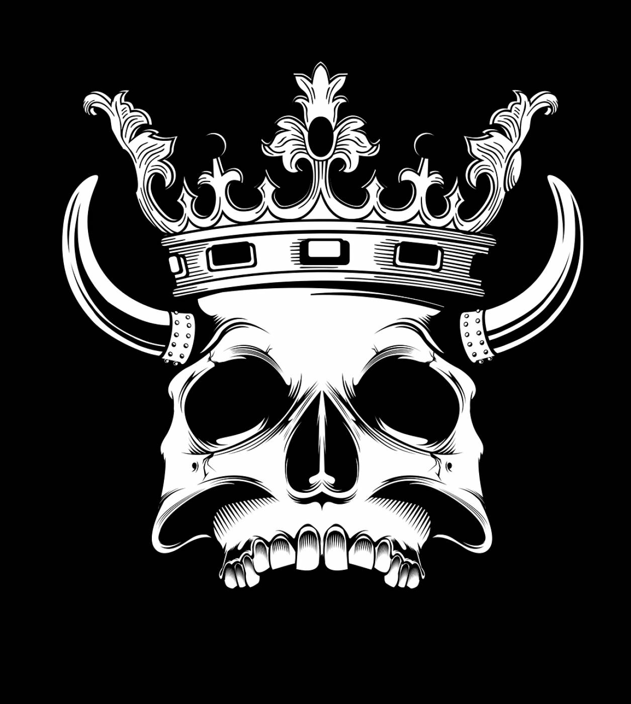 print on t shirt scull crown design  svg vector