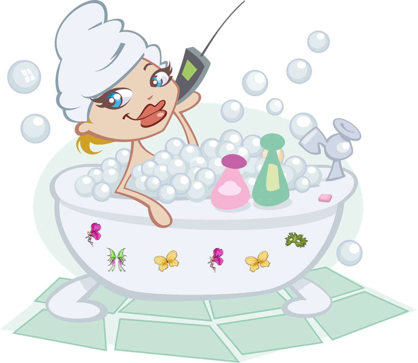 bath bubbles cartoon cellphone  svg vector