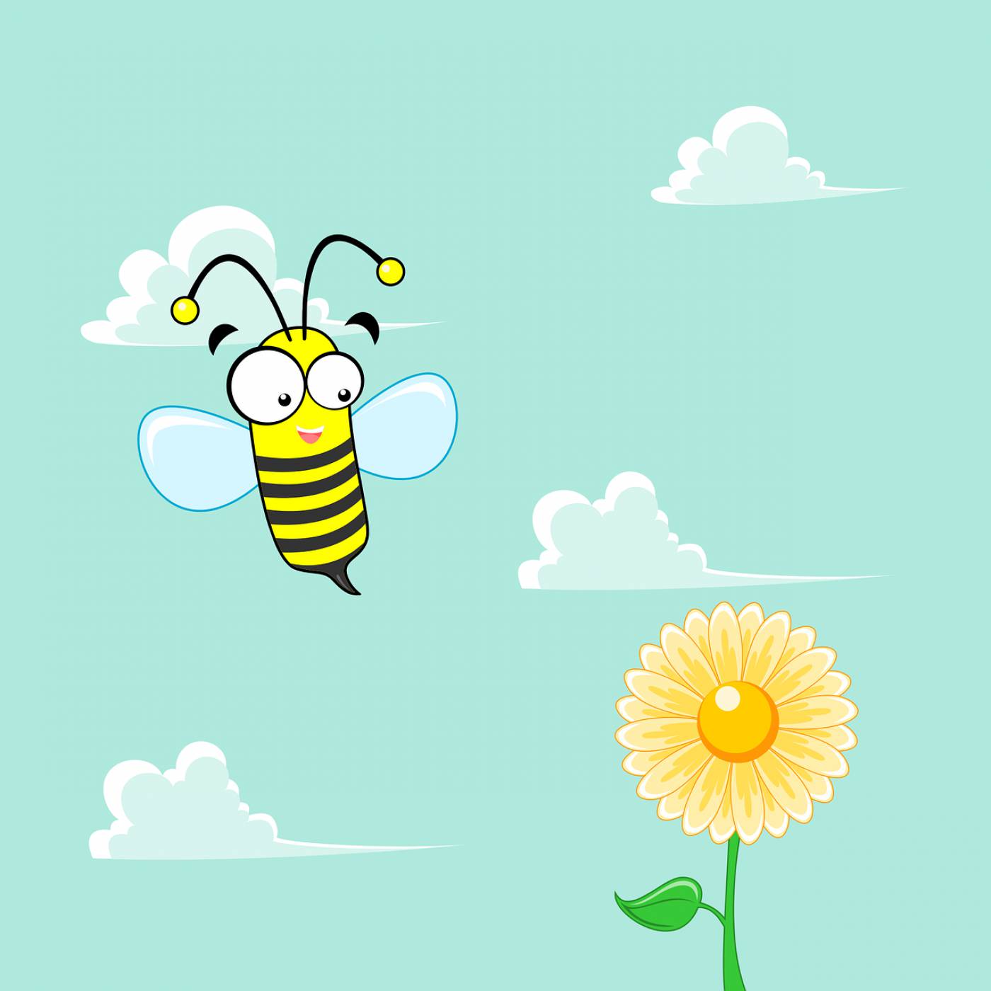 bee flower mascot fun funny cute  svg vector
