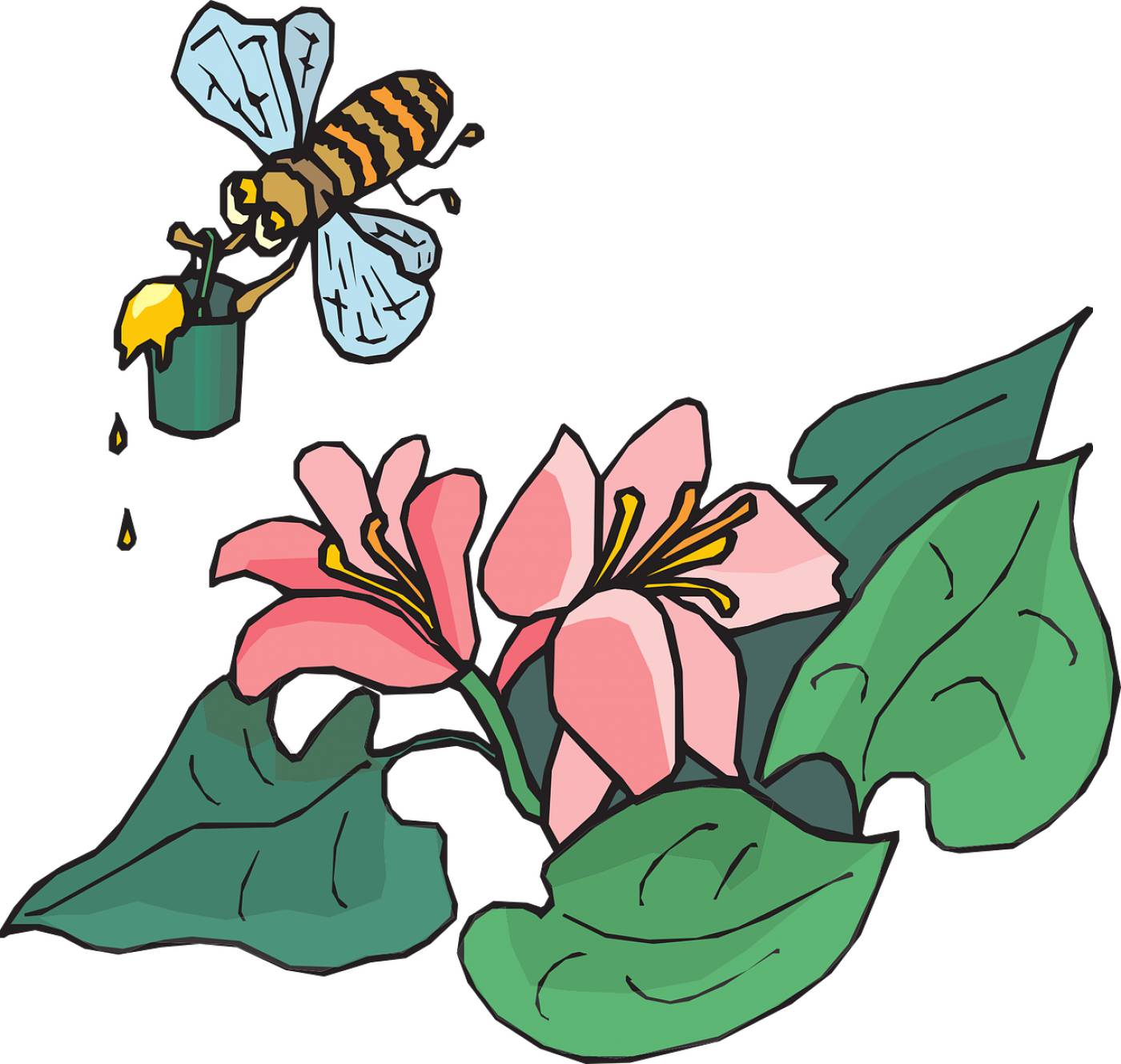 bee flying insects carrying pollen  svg vector
