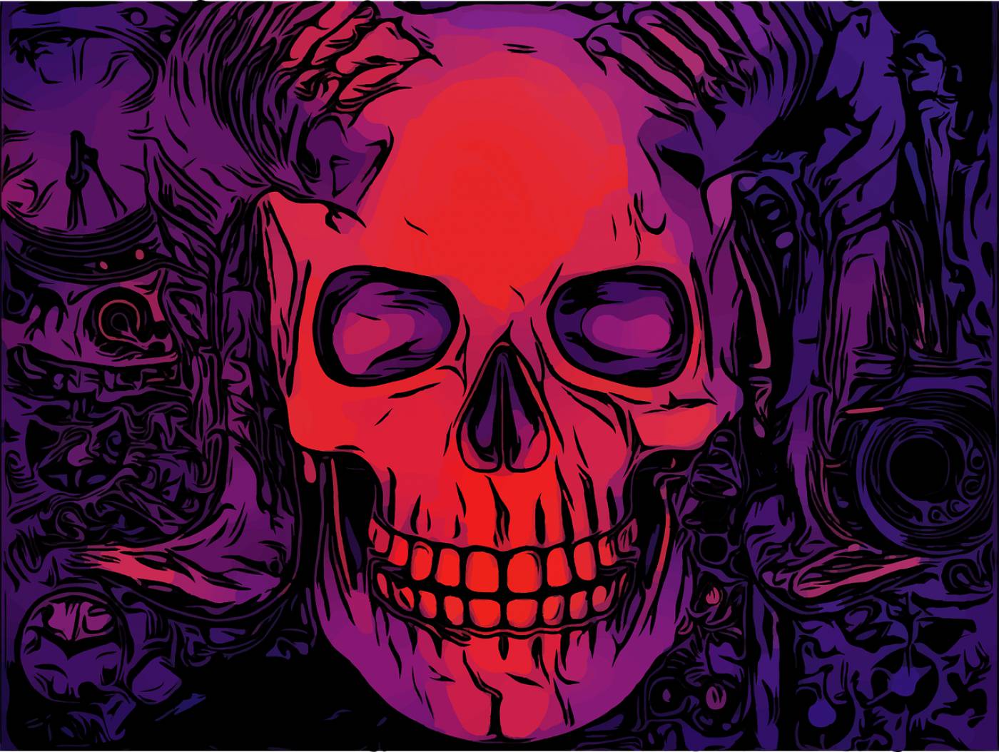 skull purple death goth red grin  svg vector