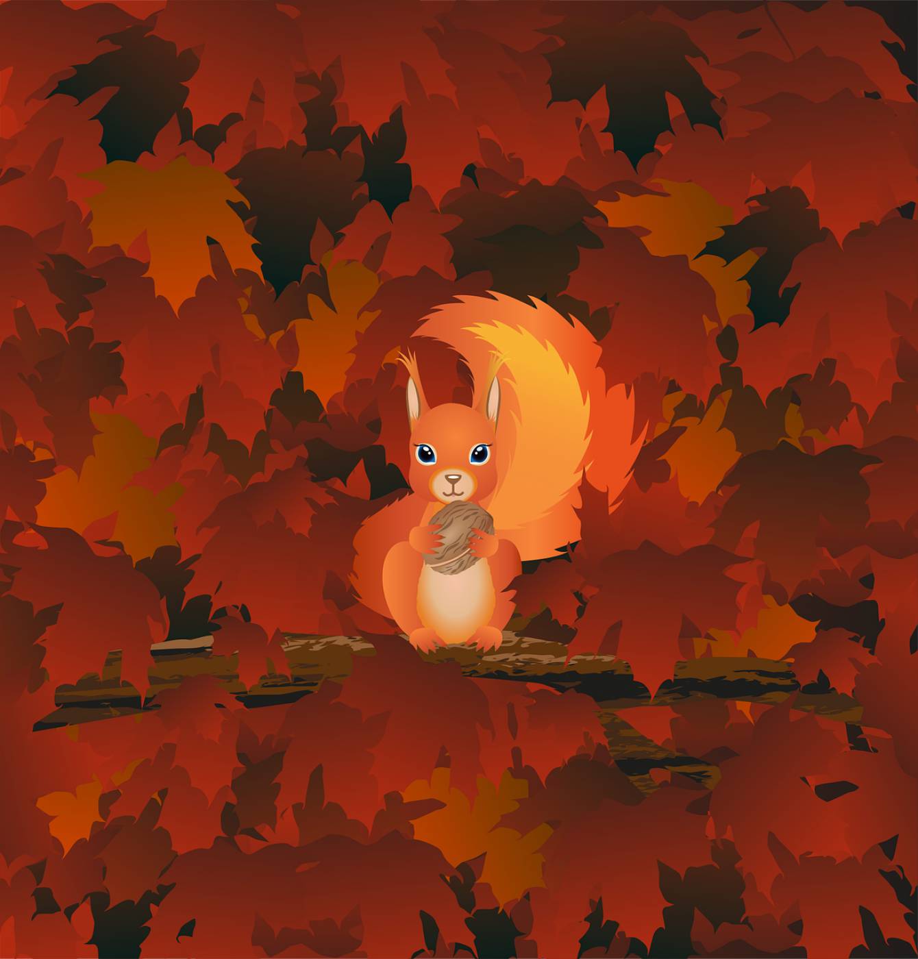 squirrel rodent tree maple autumn  svg vector