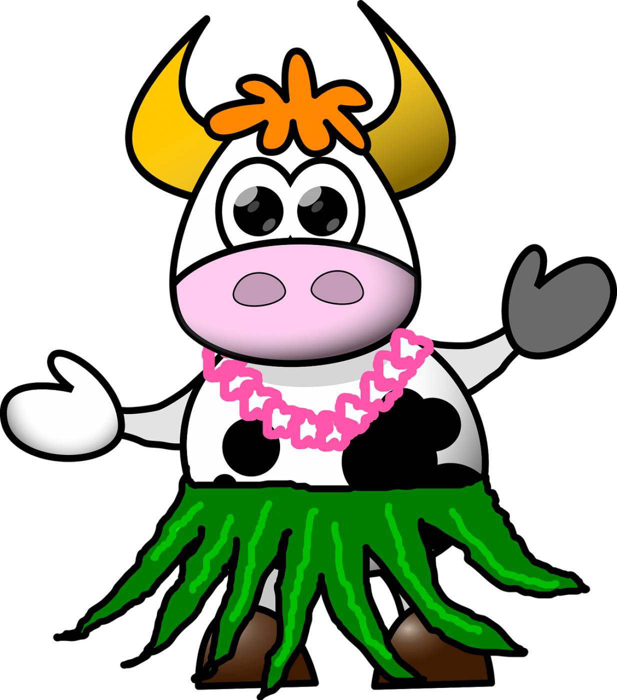cow cartoon skirt hula  svg vector