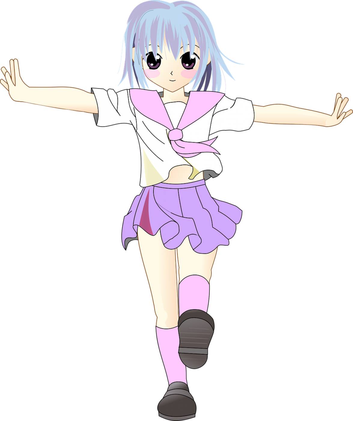 girl manga walk balance skirt  svg vector