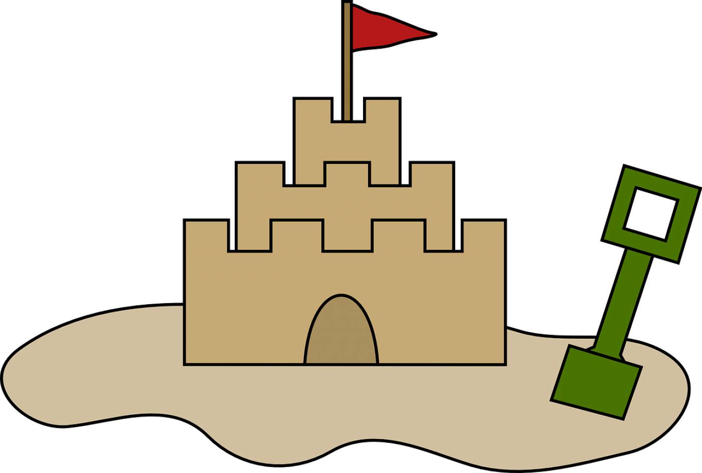 castle flag sand shovel tower  svg vector