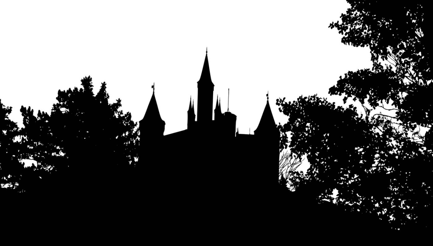 forest trees silhouette castle  svg vector