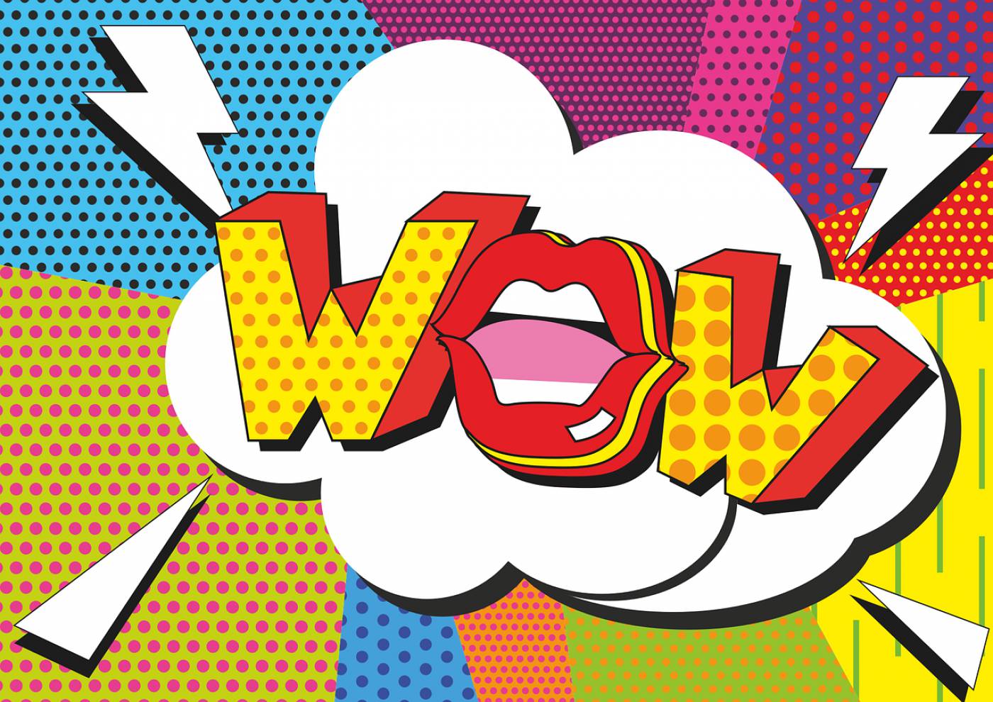 wow mouth polka pop art art  svg vector