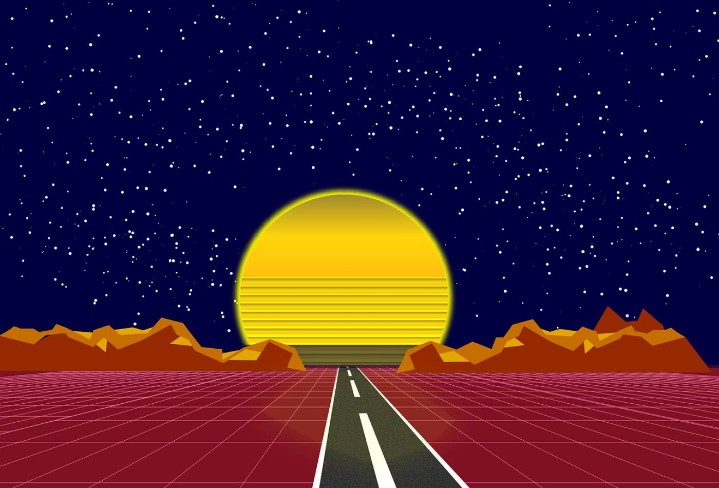 landscape sunset night road sun  svg vector