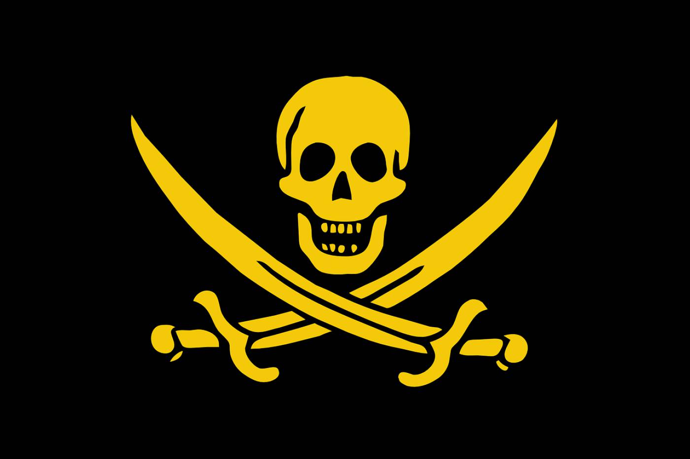 pirate flag deaths head black gold  svg vector