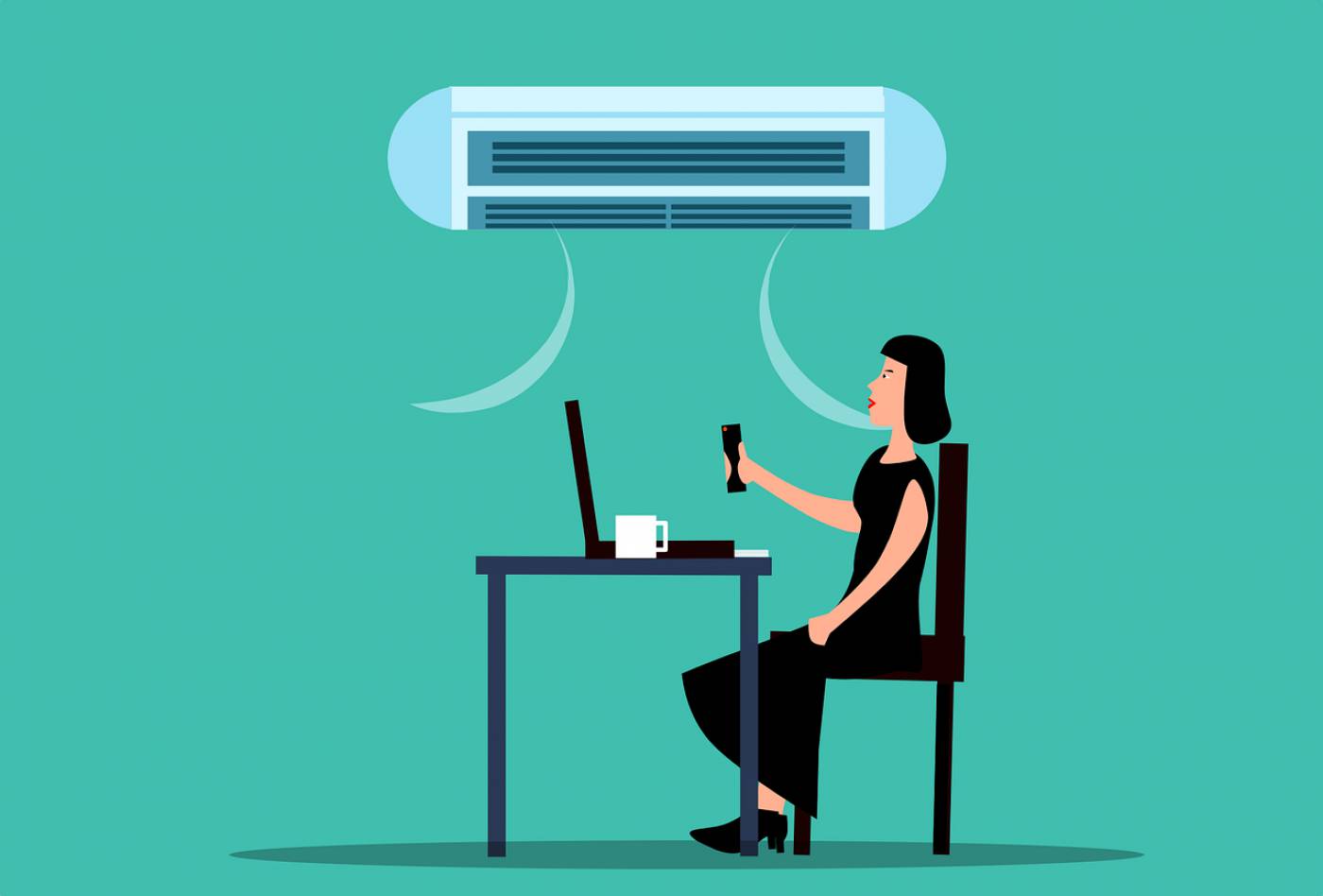 woman air conditioning cold  svg vector