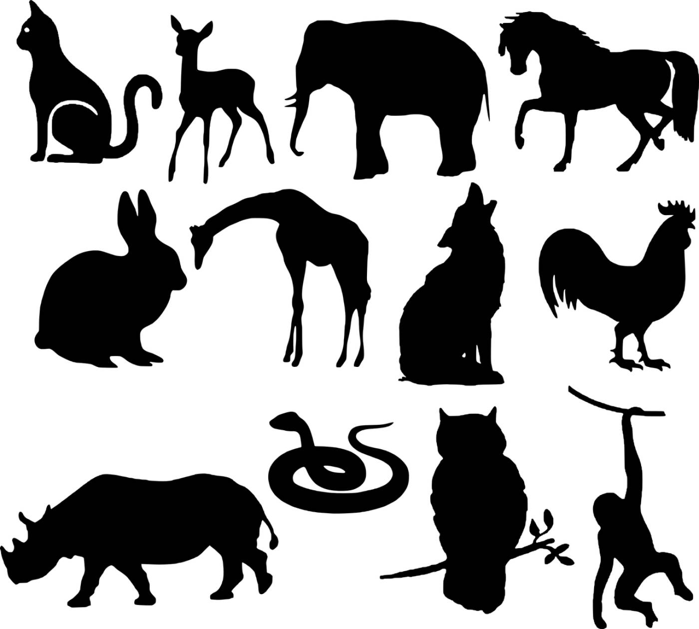 animals silhouette wolf elephant  svg vector