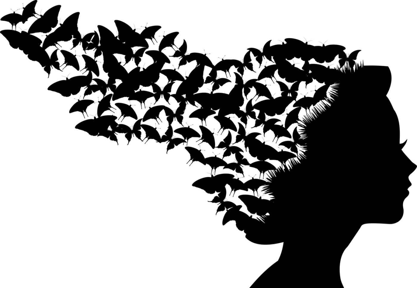 head butterfly silhouette avatar  svg vector