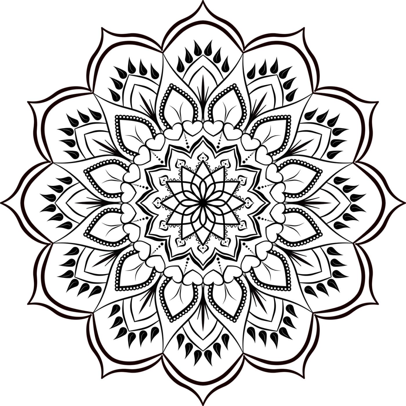 mandala pattern flower black white  svg vector
