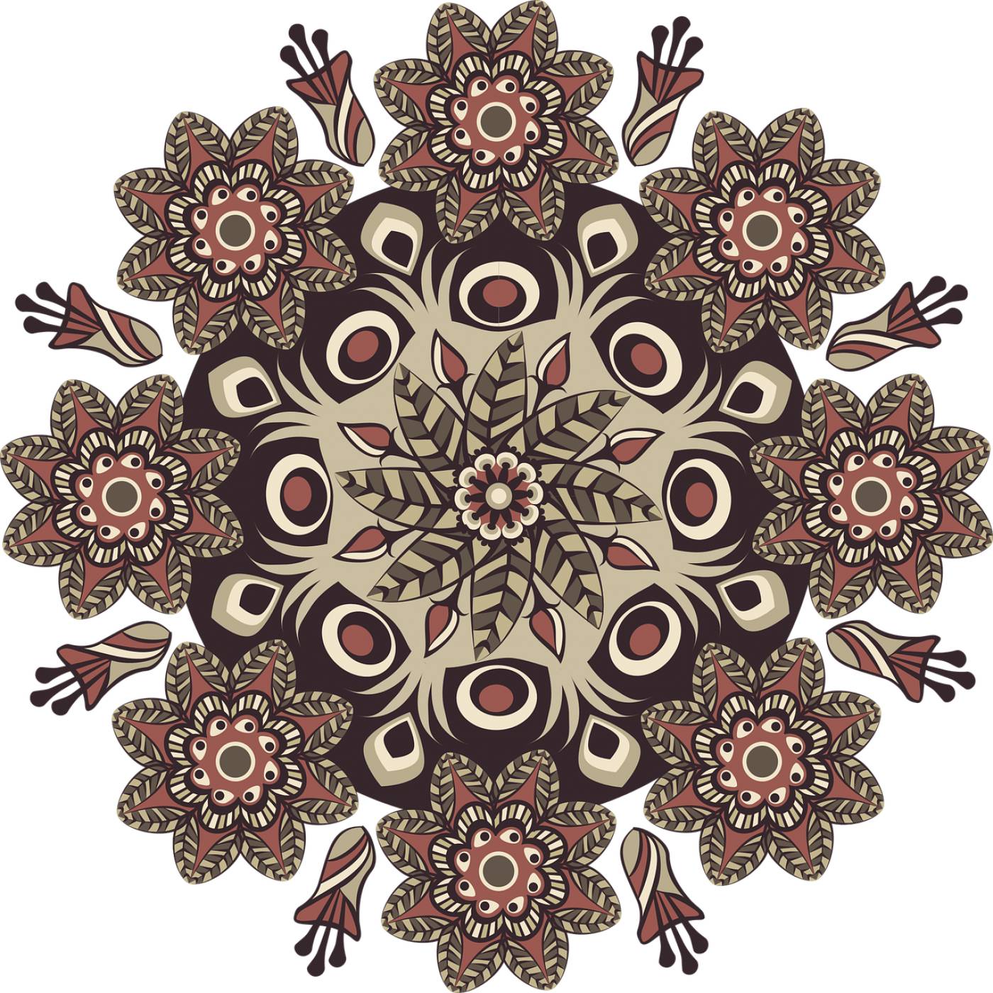 mandala pattern round brown floral  svg vector