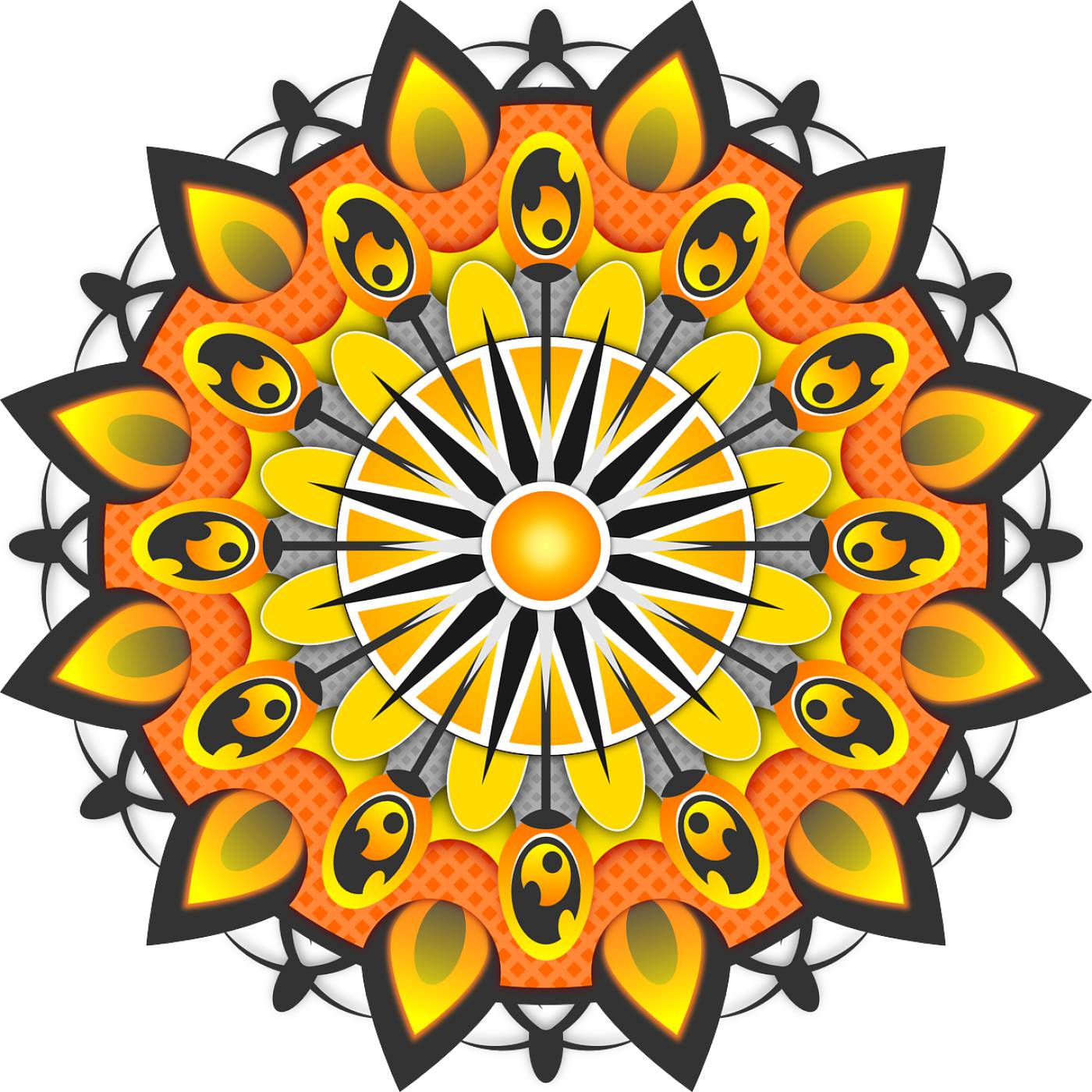 mandala pattern shape yellow  svg vector