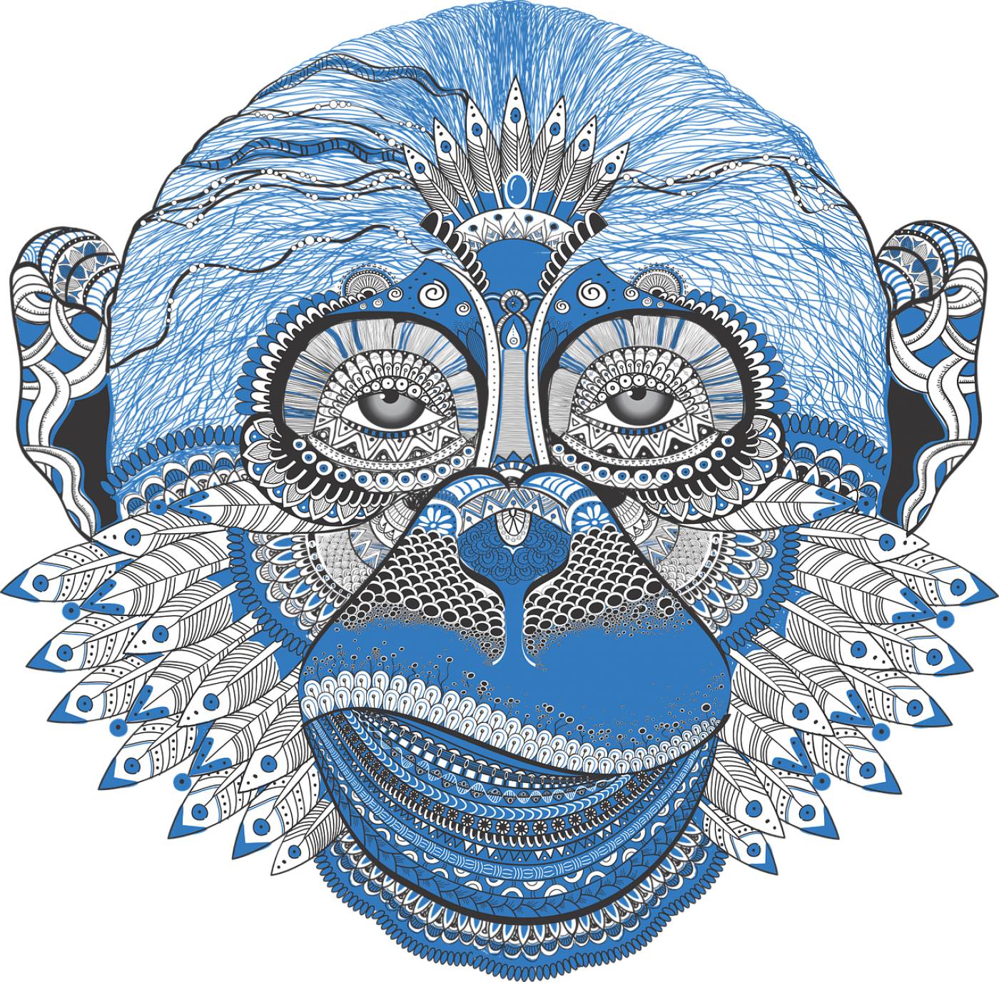 monkey mandala artwork art  svg vector