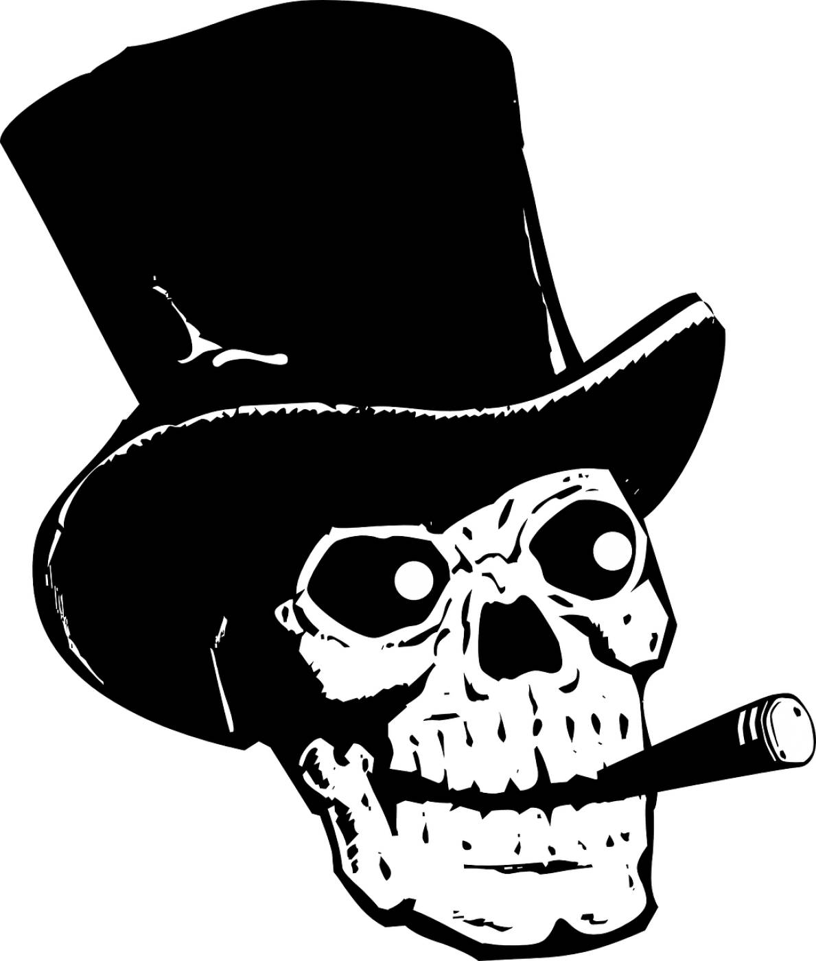 skull top hat silhouette black  svg vector