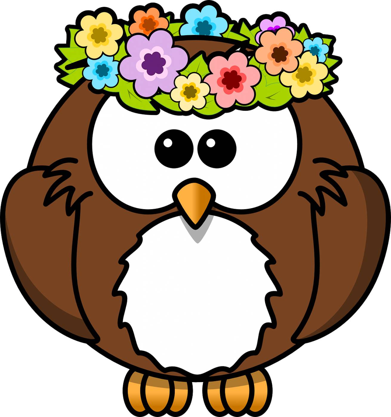 owl animal bird flowers funny  svg vector