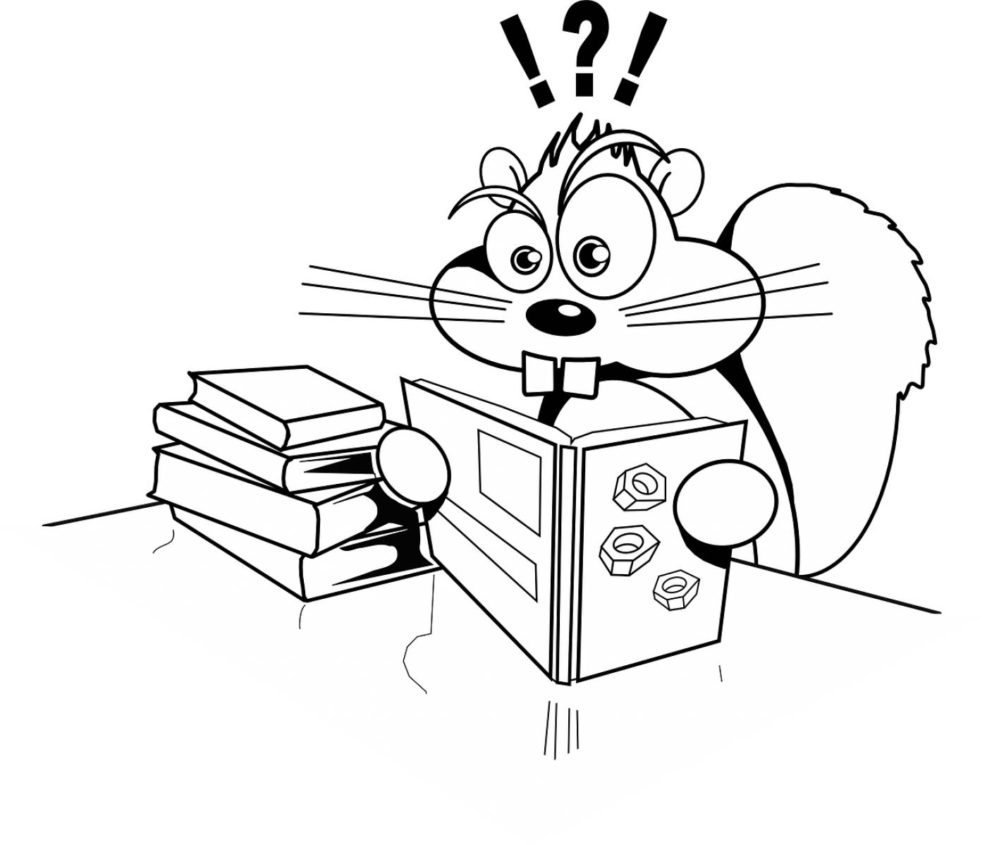 squirrel reading books surprise  svg vector