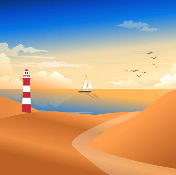 coast lighthouse sea bay sand  svg vector cut file