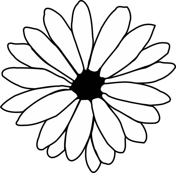 daisy outline black and white  svg vector cut file