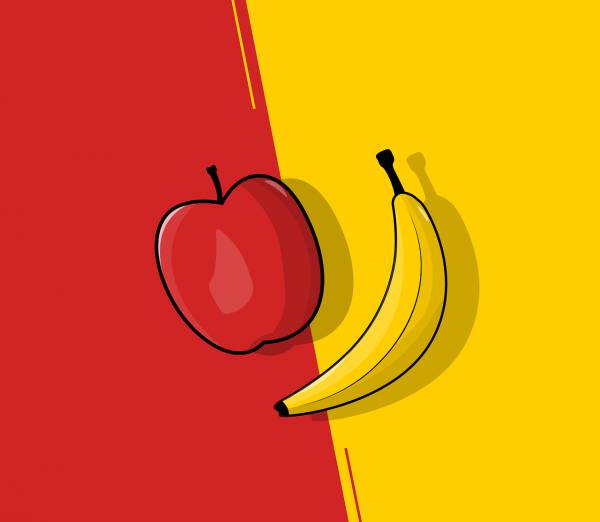 apple banana versus fruit battle  svg vector cut file